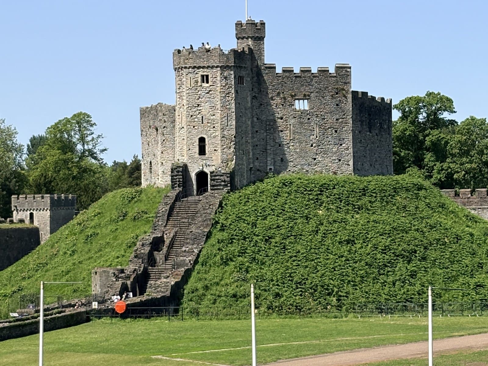 The Norman keep of Cardiff Castle on its mound