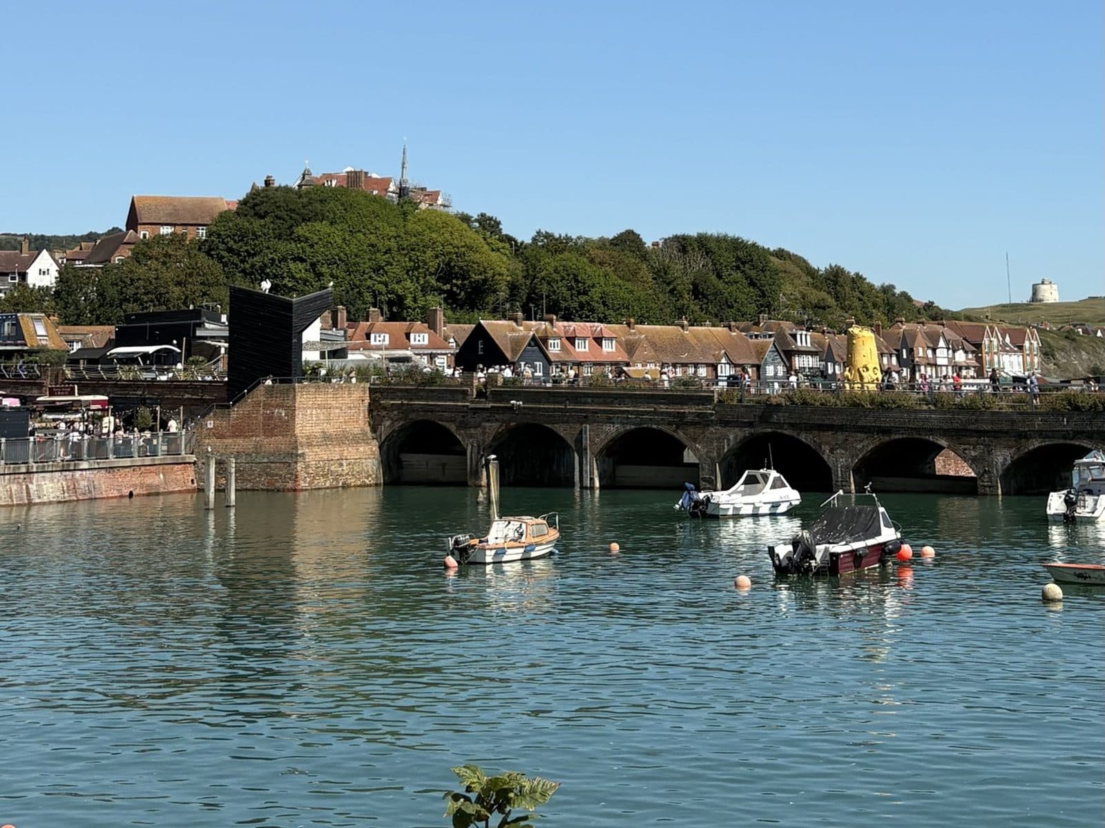 Folkestone's inner harbour and the old railway viaduct
