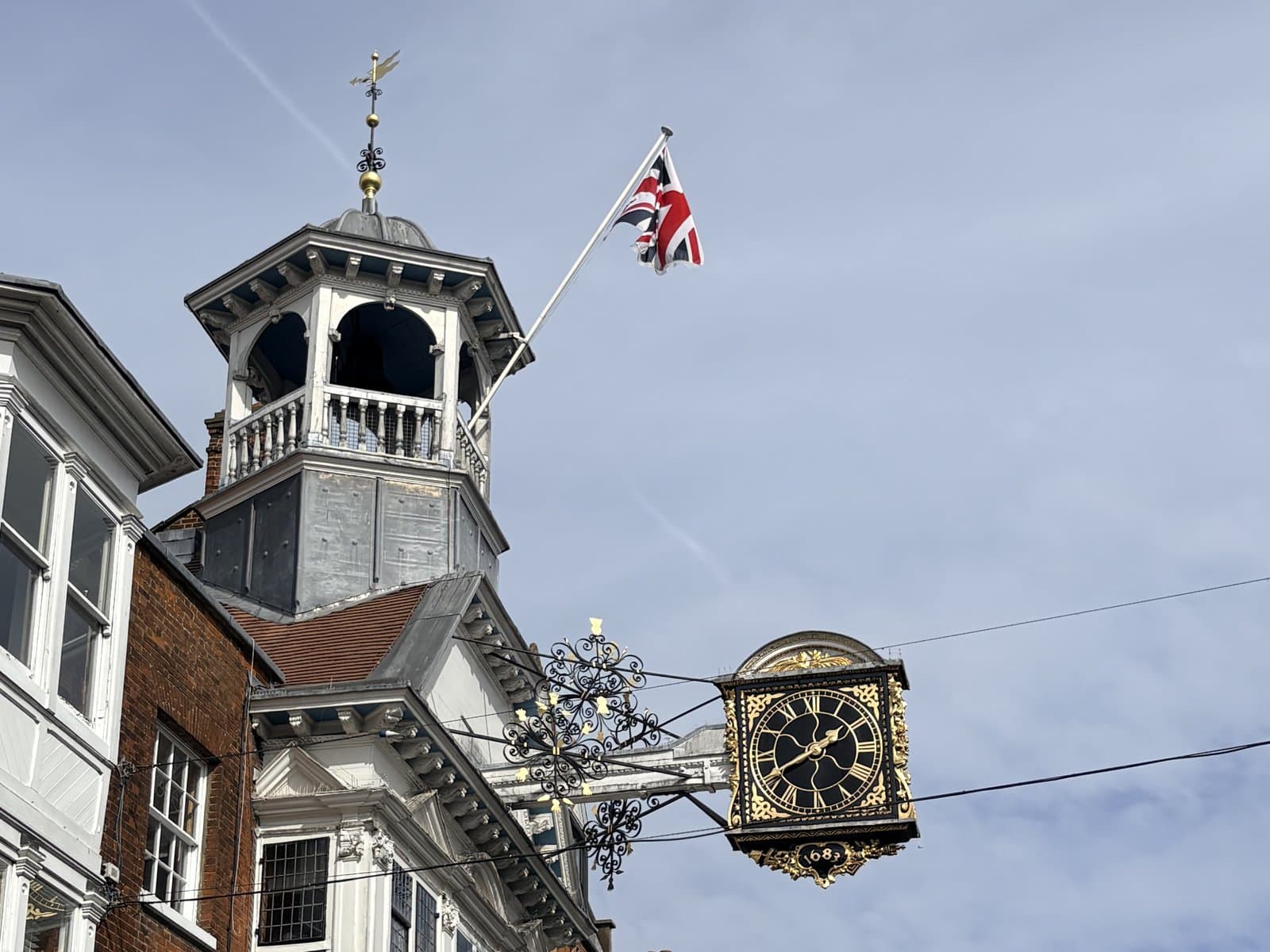 The Guildhall clock over Guildford High Street