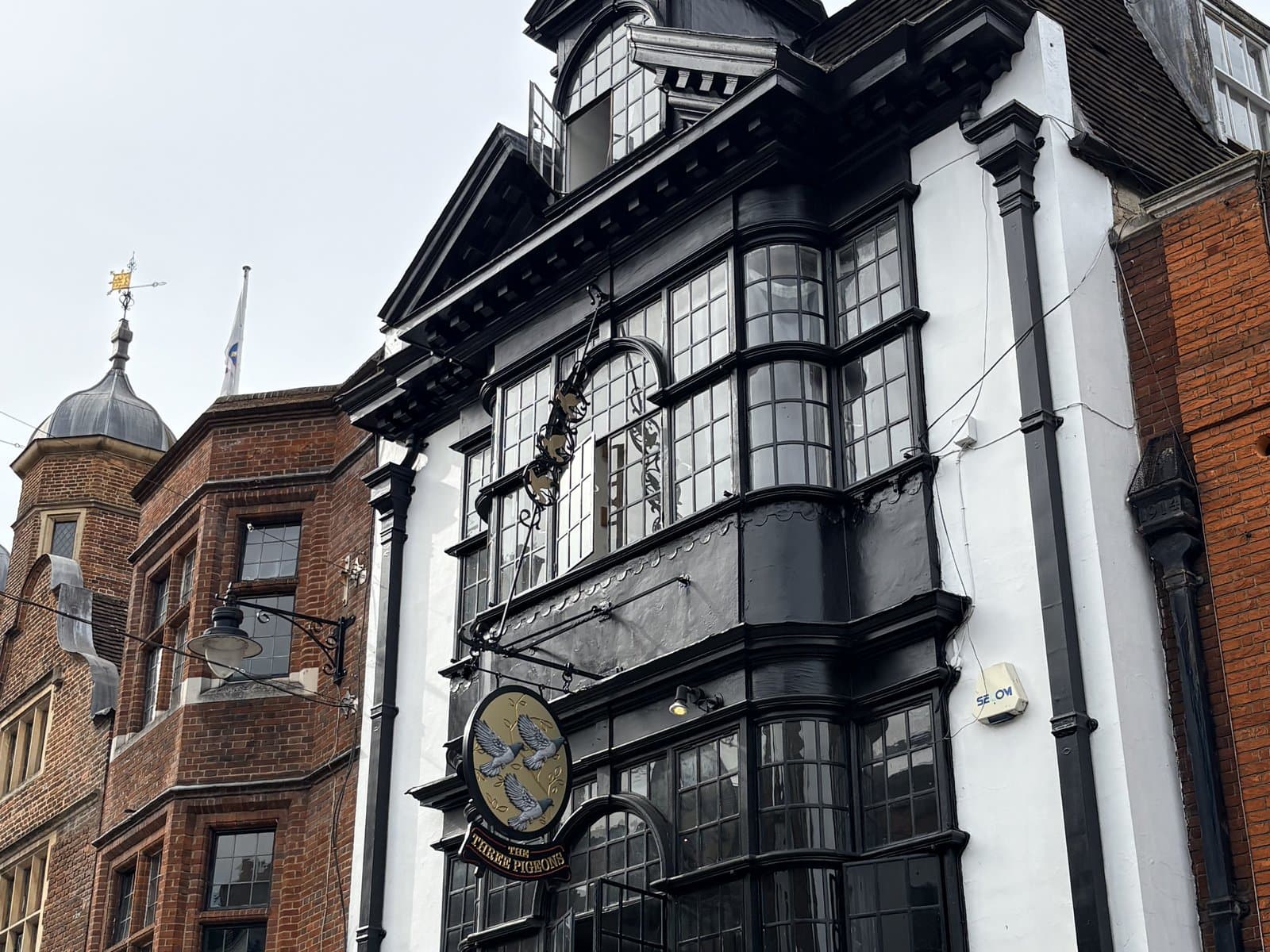A black-and-white timbered front on the High Street