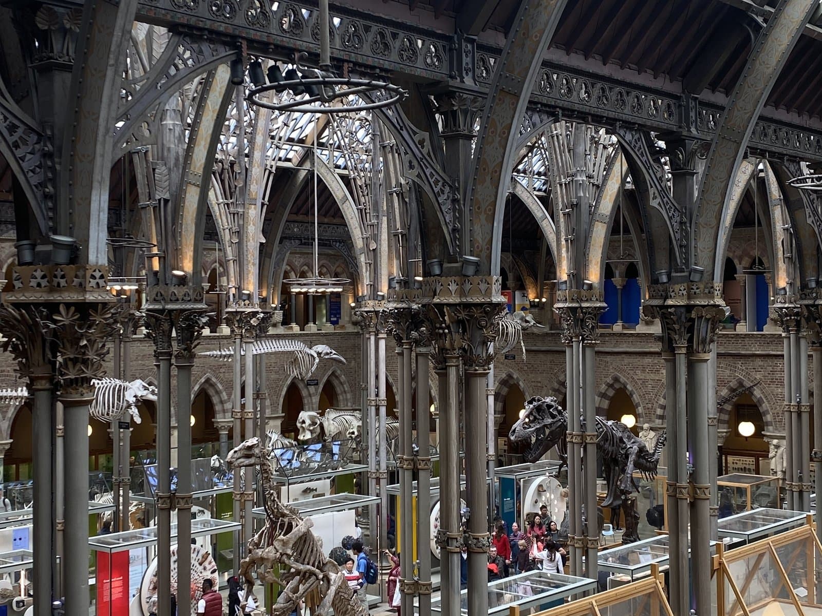 The glass and iron roof over the museum's court