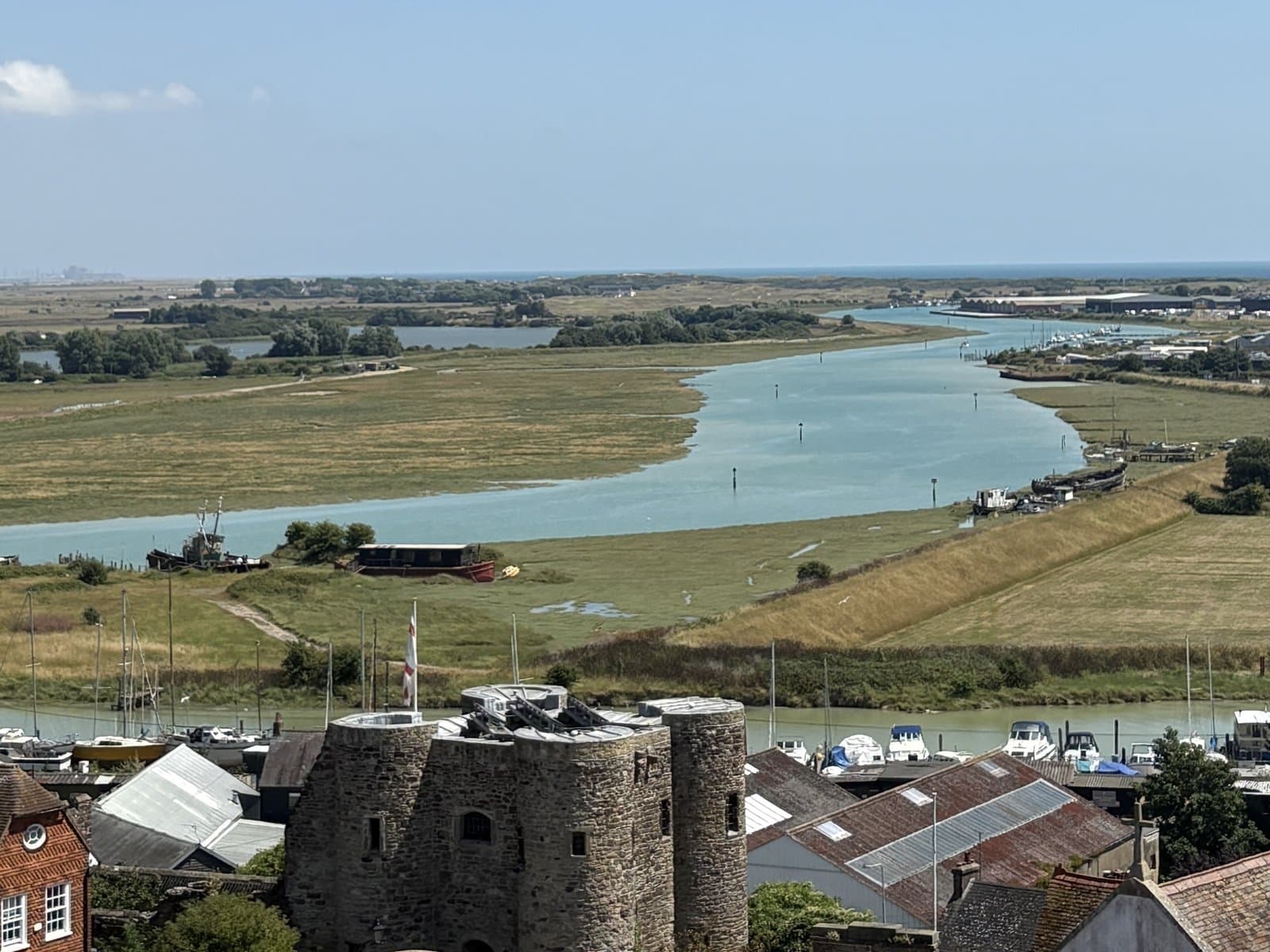 Rye's rooftops, the river and the marsh from the church tower