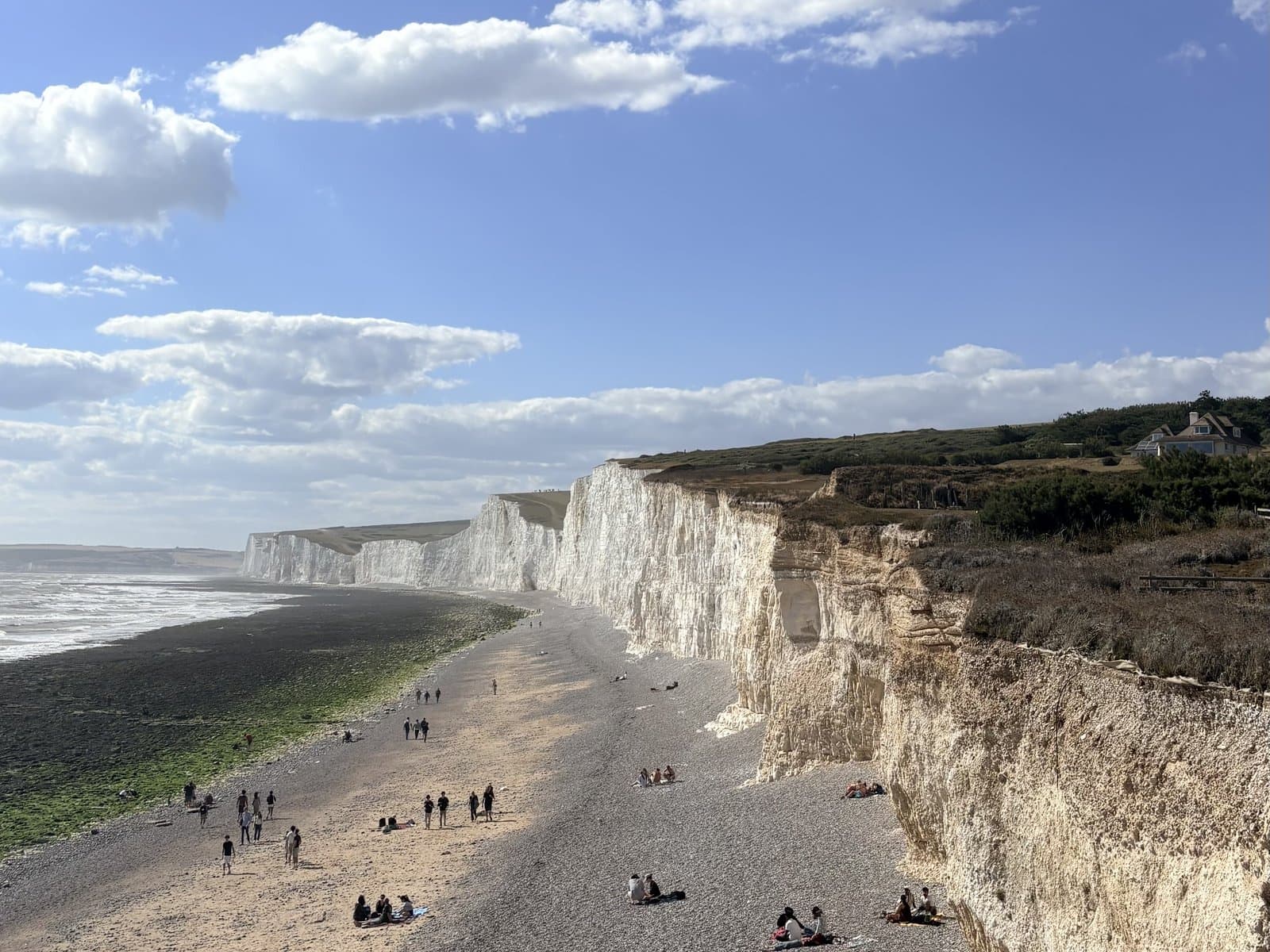 The beach at Birling Gap under the chalk cliffs