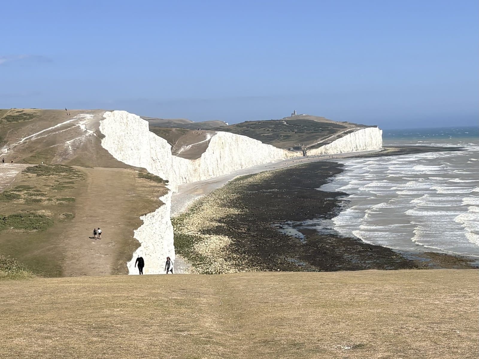 The clifftop path running along the Sisters