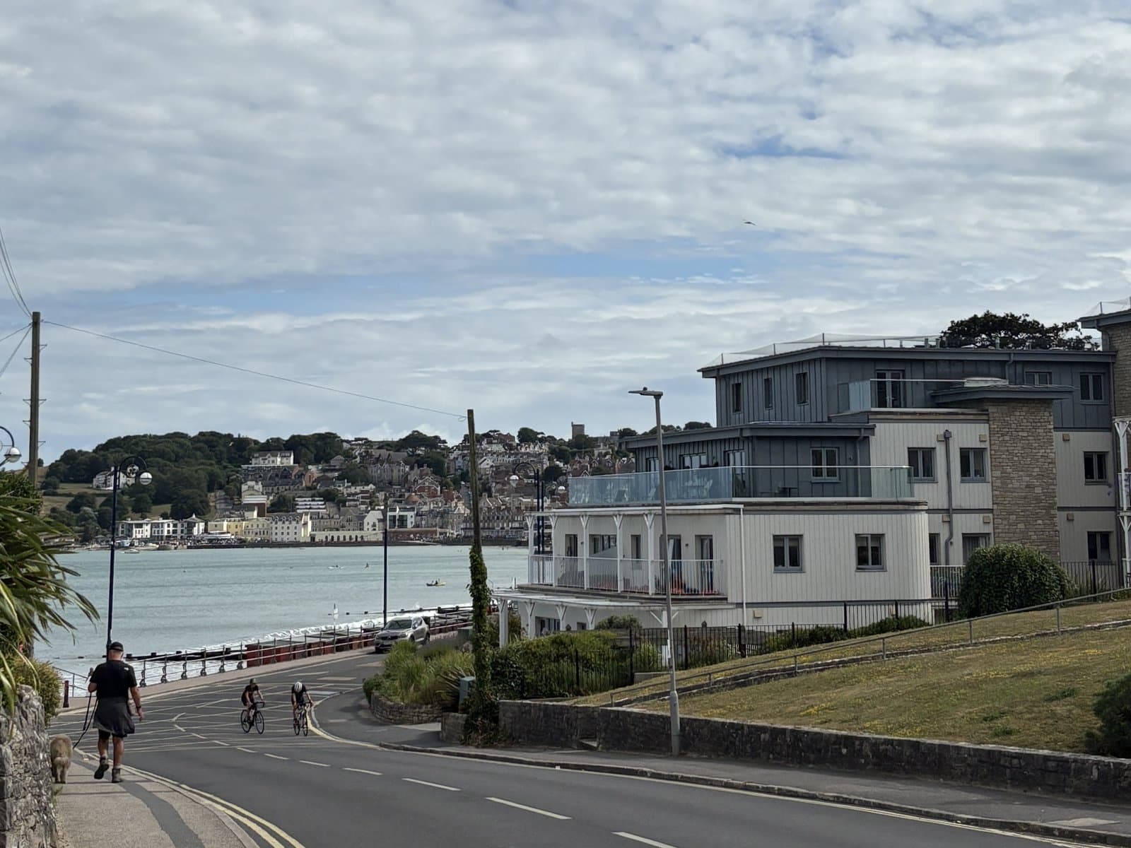 The seafront road curving round Swanage Bay